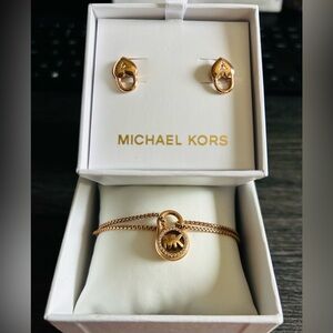Michael Kors Rose Gold Bracelet & Earring Set